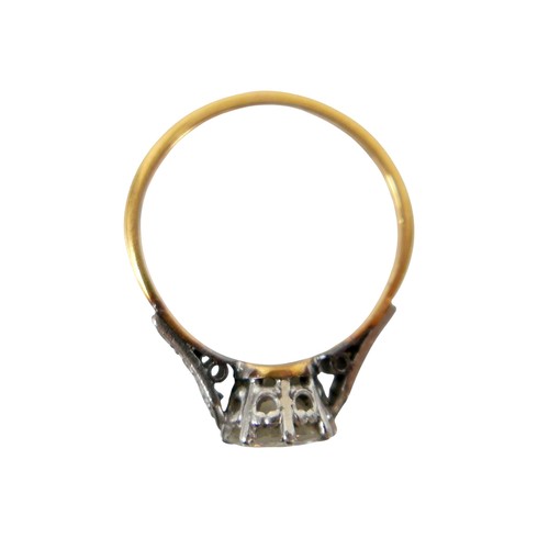 1 - An 18ct gold, platinum and diamond ring, the central brilliant cut diamond approx 1.6ct, each should... 