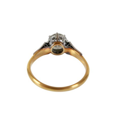 1 - An 18ct gold, platinum and diamond ring, the central brilliant cut diamond approx 1.6ct, each should... 
