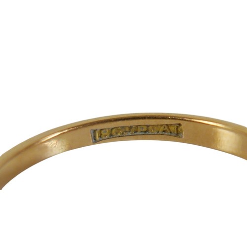 1 - An 18ct gold, platinum and diamond ring, the central brilliant cut diamond approx 1.6ct, each should... 