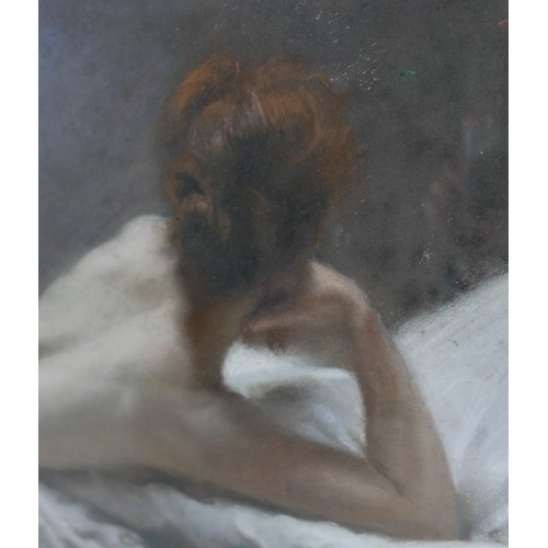 336 - Emile Wauters (Belgian, 1846–1933): reclining female nude, depicting a red haired young woman lying ... 