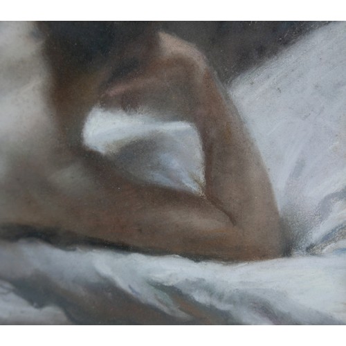 336 - Emile Wauters (Belgian, 1846–1933): reclining female nude, depicting a red haired young woman lying ... 