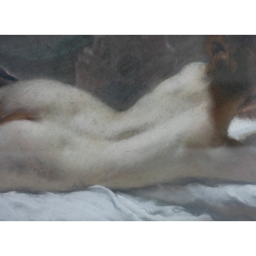 336 - Emile Wauters (Belgian, 1846–1933): reclining female nude, depicting a red haired young woman lying ... 
