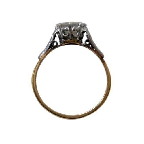 1 - An 18ct gold, platinum and diamond ring, the central brilliant cut diamond approx 1.6ct, each should... 