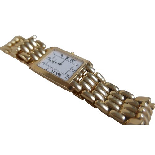 128 - A Movado 14ct yellow gold gentleman's wristwatch, model '70 C6 1451', rectangular white dial with bl... 