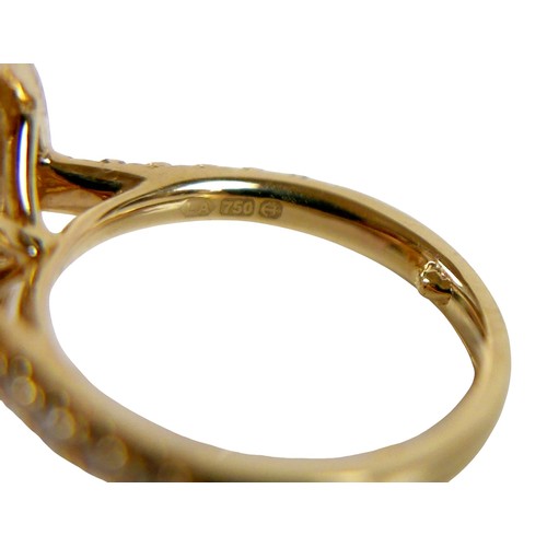 1 - An 18ct yellow gold and diamond ring, set with a 1.0ct marquise cut diamond, 9.8 by 5.4 by 3.3mm, co... 