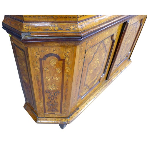 451 - A Dutch early 18th century marquetry sideboard, with twin cupboard doors opening to reveal internal ... 