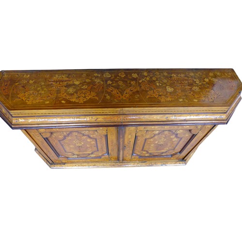 451 - A Dutch early 18th century marquetry sideboard, with twin cupboard doors opening to reveal internal ... 