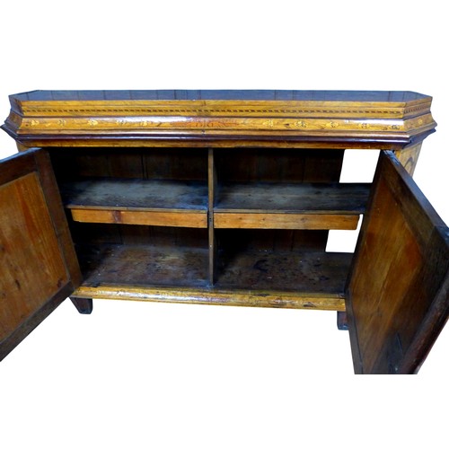 451 - A Dutch early 18th century marquetry sideboard, with twin cupboard doors opening to reveal internal ... 