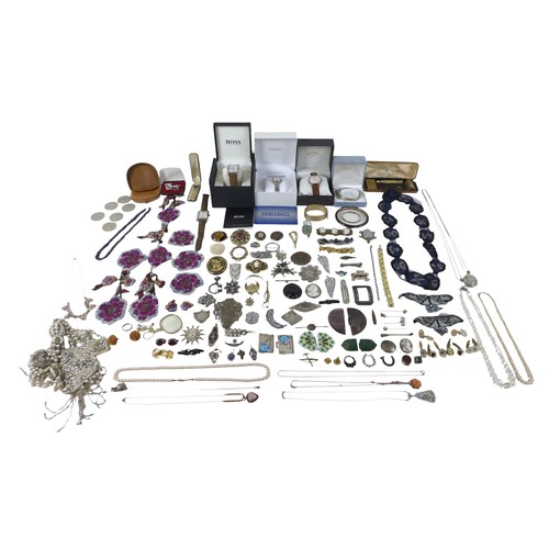 20 - A collection of assorted silver and dress jewellery including watches.