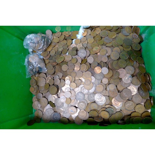 133 - A large collection of world coinage mainly copper and some banknotes. (2 boxes)