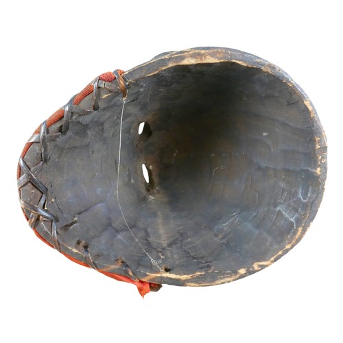 219 - A collection of tribal items comprising drum, mask, spear, bow, and four arrows, one arrow 137cm lon... 