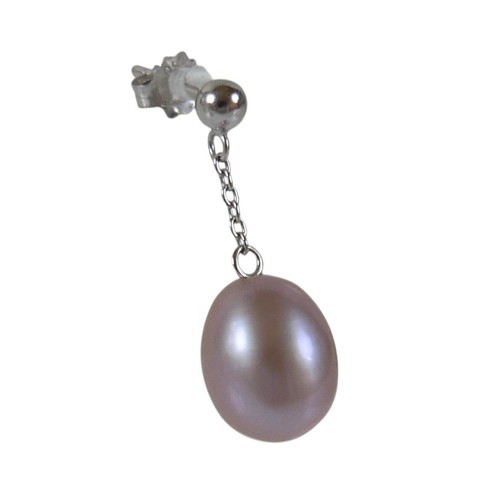 24 - A pair of 18ct white gold pearl earrings retailed by Pravins, pearls have a pink hew measuring 8 x 1... 