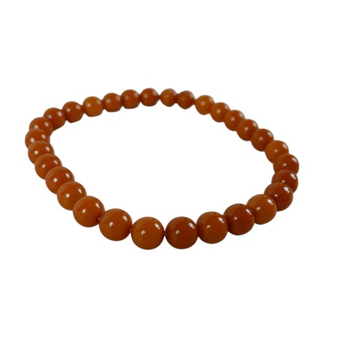 19 - A string of amber type beads 41cm long each 13mm diameter, total weight 52g.