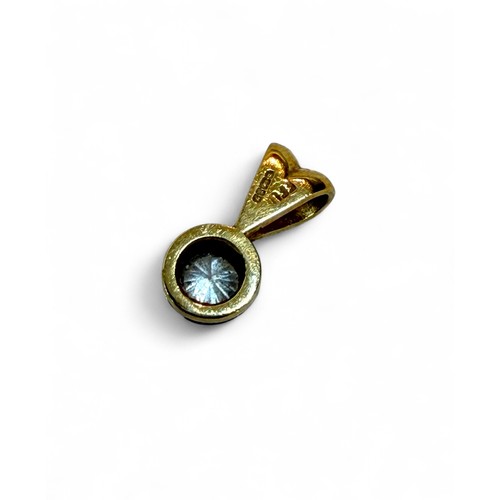 31 - An 18ct gold diamond pendant, the round cut stone diamond,  3.5mm diameter, the pendant 5.5 by 1.1cm... 