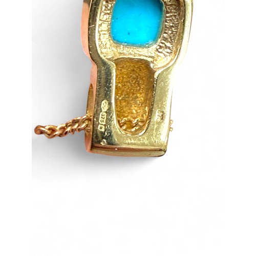 32 - A 9ct gold chain necklace, 45.5cm long, 2.6g, with 9ct gold mounted turquoise pendant, 0.7 by 1.5cm,... 
