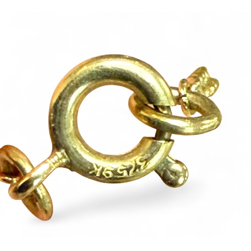 32 - A 9ct gold chain necklace, 45.5cm long, 2.6g, with 9ct gold mounted turquoise pendant, 0.7 by 1.5cm,... 