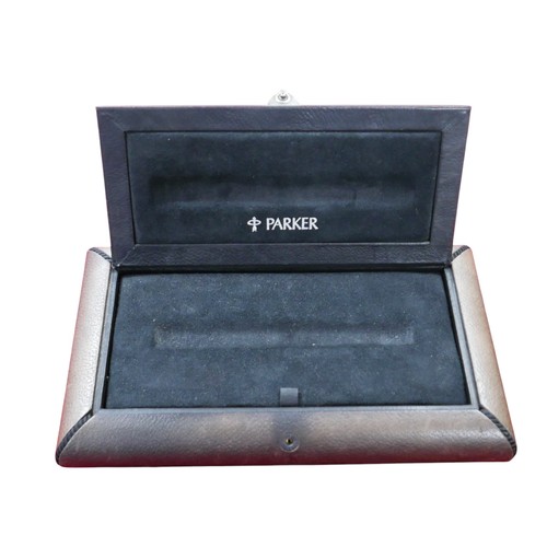 216 - A fitted leather case for a Parker 'Snake' fountain pen, circa 1999, with lift out pen tray, two ebo... 