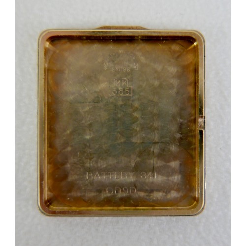 128 - A Movado 14ct yellow gold gentleman's wristwatch, model '70 C6 1451', rectangular white dial with bl... 