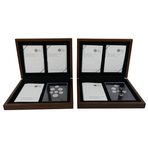 208 - An Elizabeth II platinum seven coin Emblems of Britain and seven coin Royal Shield of Arms Platinum ... 