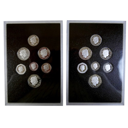 208 - An Elizabeth II platinum seven coin Emblems of Britain and seven coin Royal Shield of Arms Platinum ... 