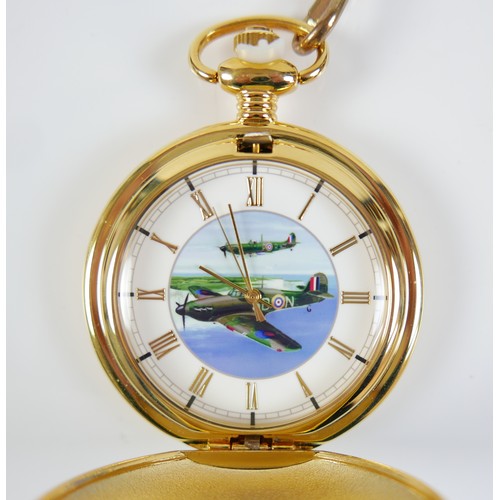 130 - A Waltham gold plated full hunter pocket watch, engraved to the back 'E.G. COX 1432355 R.A.F.' and i... 
