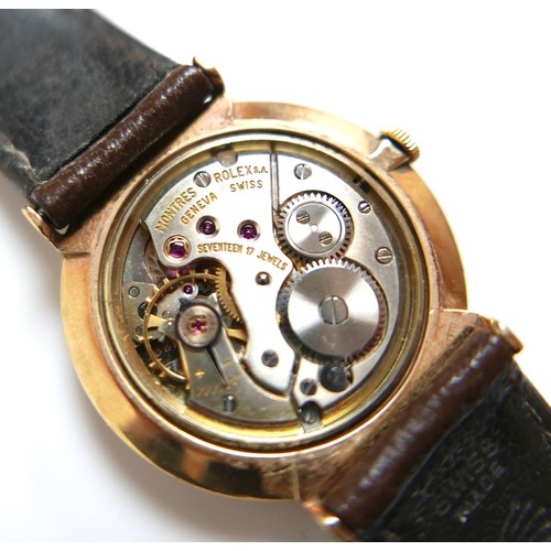 173 - A Rolex Precision 9ct gold cased gentleman's wristwatch, model 12379, circular silvered dial, applie... 