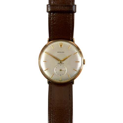 173 - A Rolex Precision 9ct gold cased gentleman's wristwatch, model 12379, circular silvered dial, applie... 