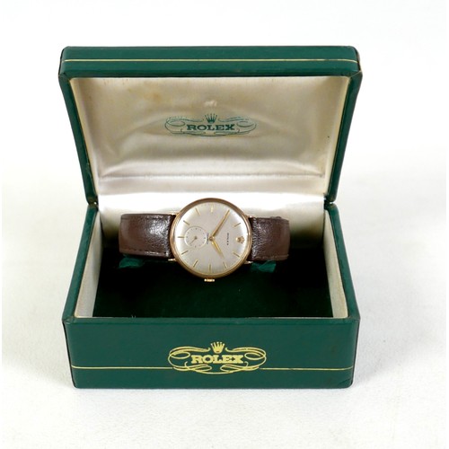 173 - A Rolex Precision 9ct gold cased gentleman's wristwatch, model 12379, circular silvered dial, applie... 
