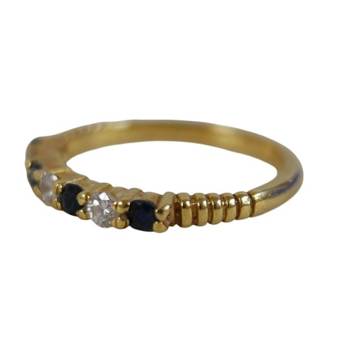 44 - An 18ct gold diamond and sapphire ring, size N, 2.8g.