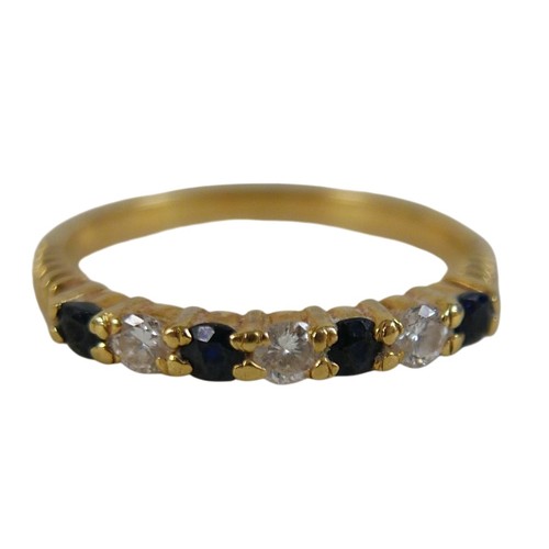 44 - An 18ct gold diamond and sapphire ring, size N, 2.8g.