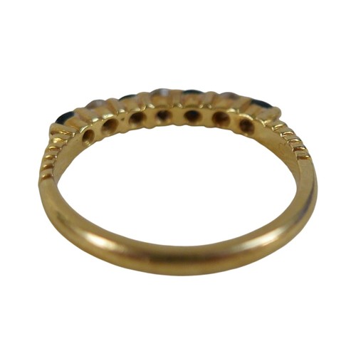 44 - An 18ct gold diamond and sapphire ring, size N, 2.8g.