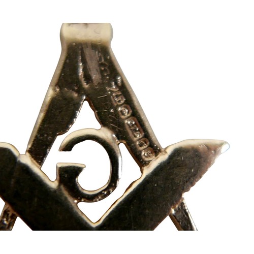 55 - Two 9ct yellow gold masonic fob charms largest 34mm diameter, total weight 4.9g. (2)