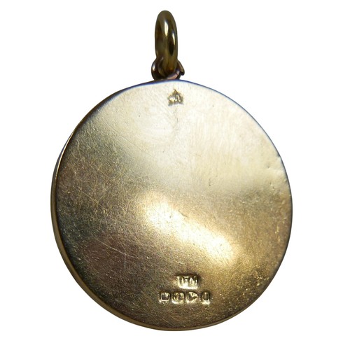 15 - An 18ct gold circular locket, 11.3g together with a yellow metal necklace chain necklace, 79cm long,... 