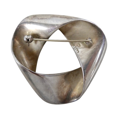 53 - A Georg Jensen silver triangular form brooch, 1.01toz.