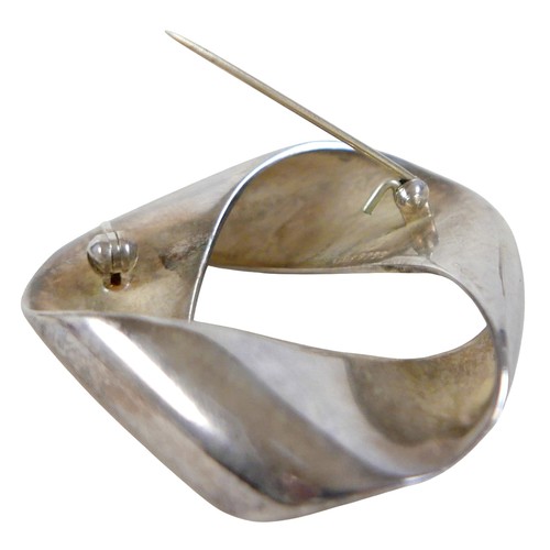 53 - A Georg Jensen silver triangular form brooch, 1.01toz.