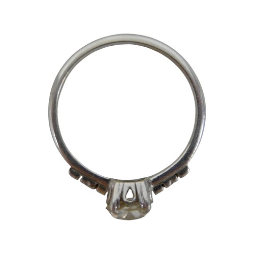 8 - A platinum (unmarked but tested) diamond solitaire ring, oval cut stone approximately 0.92cts, with ... 