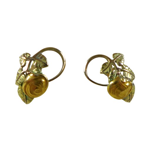 29 - A 9ct gold pair of earrings, 2g, together with a 9ct gold cased lady's cocktail watch with rolled go... 