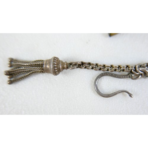 72 - A collection of five silver pocket watches, together with a wristwatch, nine assorted watch chains, ... 