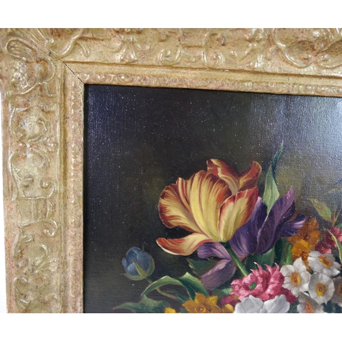 325 - Harold Clayton (British, 1896-1979): floral still life, with tulips, narcissi, morning glory, and ch... 