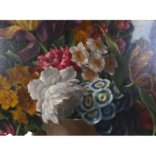 325 - Harold Clayton (British, 1896-1979): floral still life, with tulips, narcissi, morning glory, and ch... 