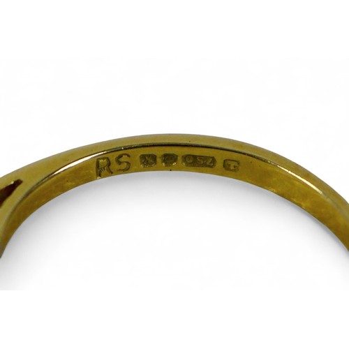 13 - An 18ct yellow gold and diamond ring, set with a emerald cut stone, approximately 0.54ct, 5.0 by 4.1... 