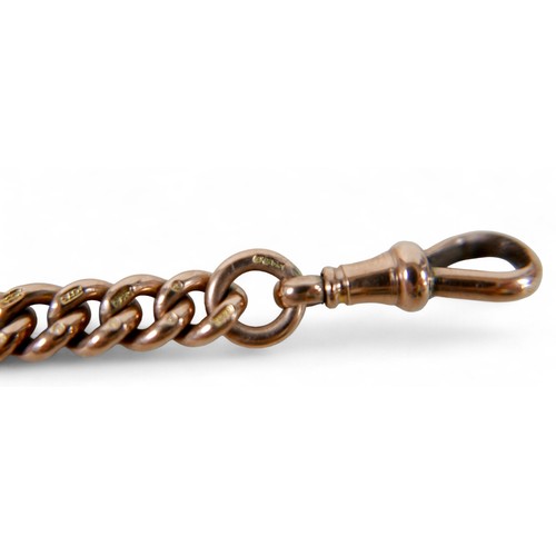 11 - A 9ct yellow gold kerb link watch chain bracelet, each link marked 9 375, 6mm wide, 23cm long, 26.6g... 