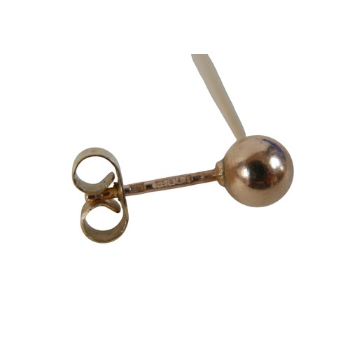 42A - Two pairs of 9ct gold earrings, comprising a pair of drop earrings, 2.6g, together with a pair of si... 