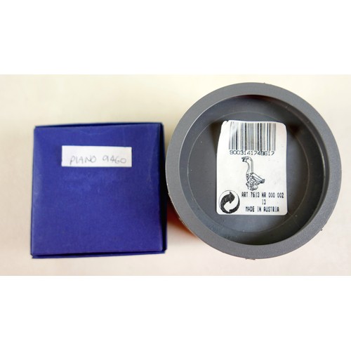 264 - A group of Swarovski crystal ornaments, including kiwi, owl, snail and large swan, with boxes and va... 