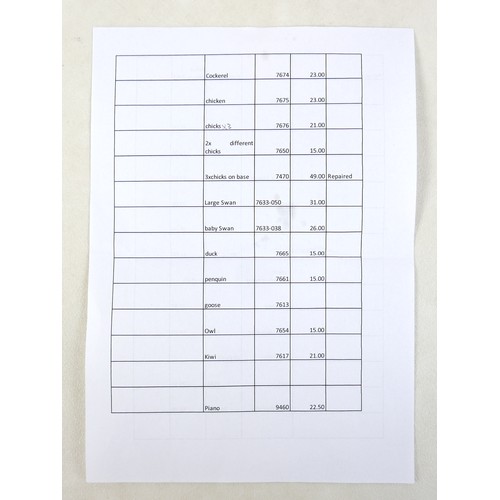 264 - A group of Swarovski crystal ornaments, including kiwi, owl, snail and large swan, with boxes and va... 