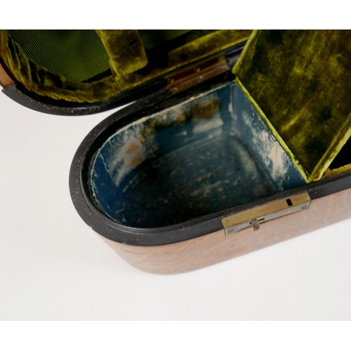 28 - An early / mid 20th century oak violin coffin case, by W. E. Hill & Sons, with fully fitted olive gr... 