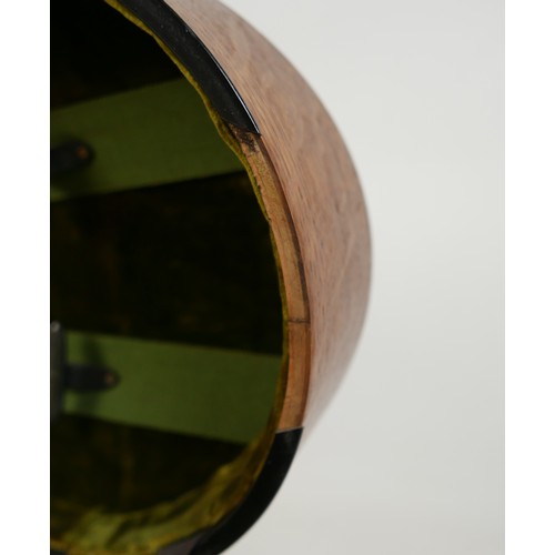 28 - An early / mid 20th century oak violin coffin case, by W. E. Hill & Sons, with fully fitted olive gr... 