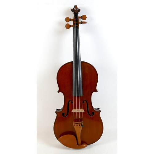 3 - A late 19th century Mirecourt violin, two piece back, unlabelled, 35.8cm / 14 1/8