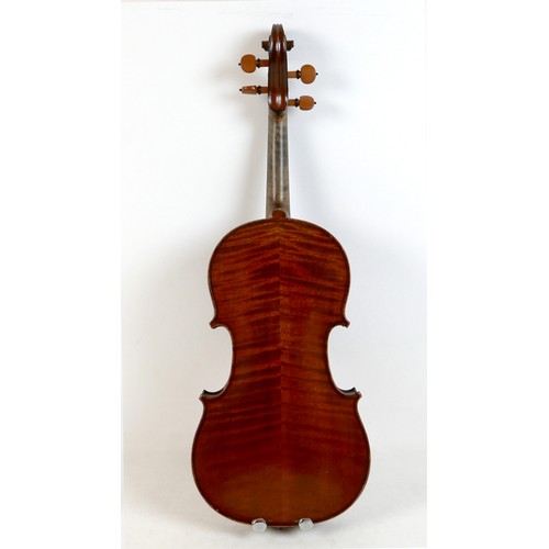 3 - A late 19th century Mirecourt violin, two piece back, unlabelled, 35.8cm / 14 1/8
