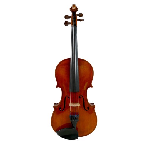 5 - A 20th century German violin, set up by Guiviers, labelled for 'Freidrich Kreuzinger', two piece bac... 